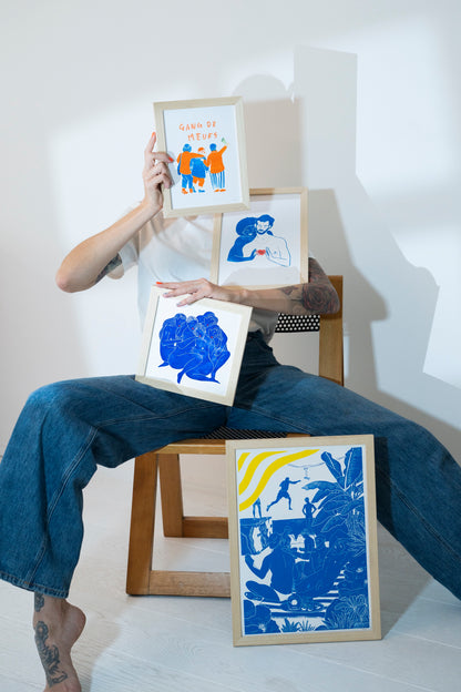 Linogravure Gang de Meufs