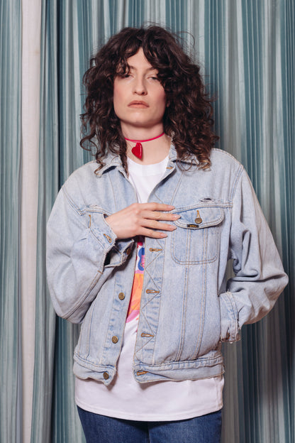 Veste en jean bleu clair I'm a Tigirl x La fête Sauvage