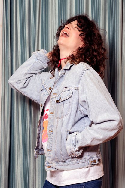 Veste en jean bleu clair I'm a Tigirl x La fête Sauvage