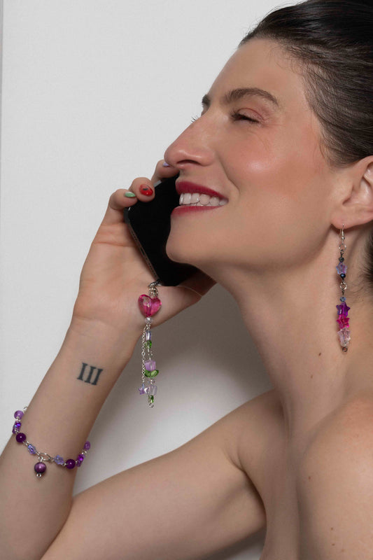 Trio VFlower - charm • bracelet • boucles d'oreilles